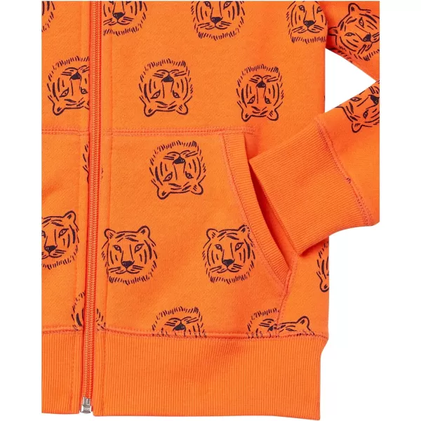 Amazon Essentials Boys and Toddlers Fleece Zipup Hoodie SweatshirtOrange Tiger