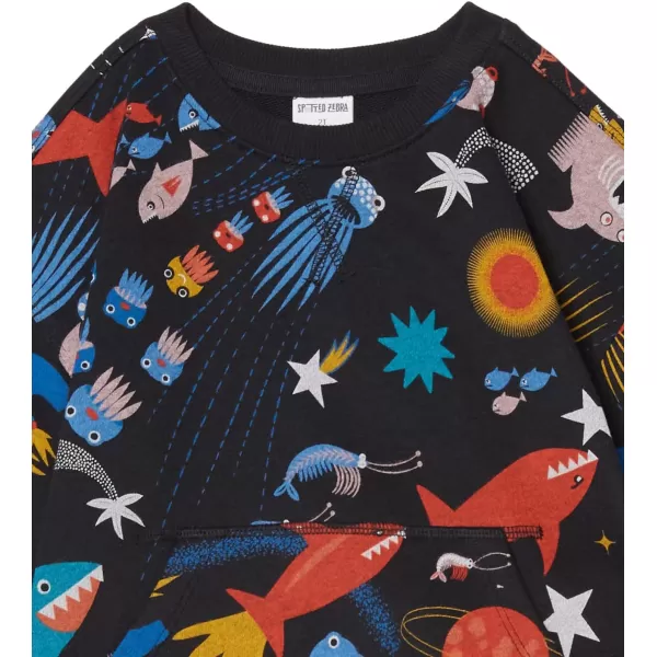 Amazon Essentials Boys and Toddlers French Terry Cozy LongSleeve Top and Short Set Previously Spotted ZebraBlack Space Fish