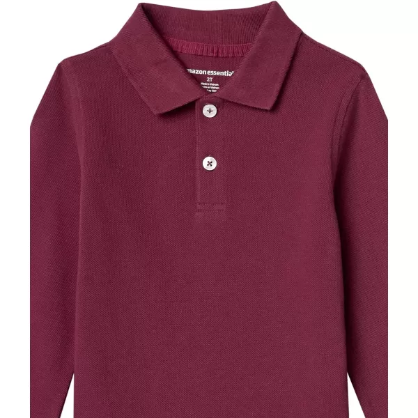 Amazon Essentials Boys and Toddlers Uniform LongSleeve Pique Polo Shirt Multipacks5 Burgundy