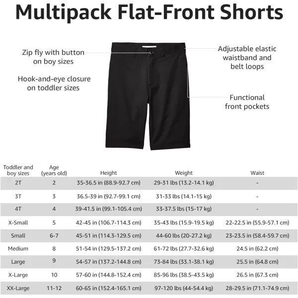 Amazon Essentials Boys and Toddlers Uniform Woven FlatFront Shorts Wrinkle Resistant Pack of 33 Black