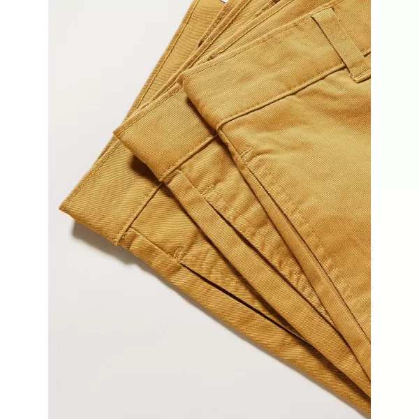 Amazon Essentials Boys and Toddlers Uniform Woven FlatFront Shorts Wrinkle Resistant Pack of 33 Dark Khaki Brown