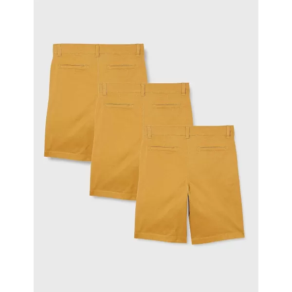 Amazon Essentials Boys and Toddlers Uniform Woven FlatFront Shorts Wrinkle Resistant Pack of 33 Dark Khaki Brown
