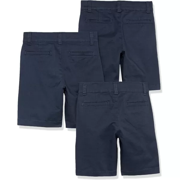 Amazon Essentials Boys and Toddlers Uniform Woven FlatFront Shorts Wrinkle Resistant Pack of 33 Navy