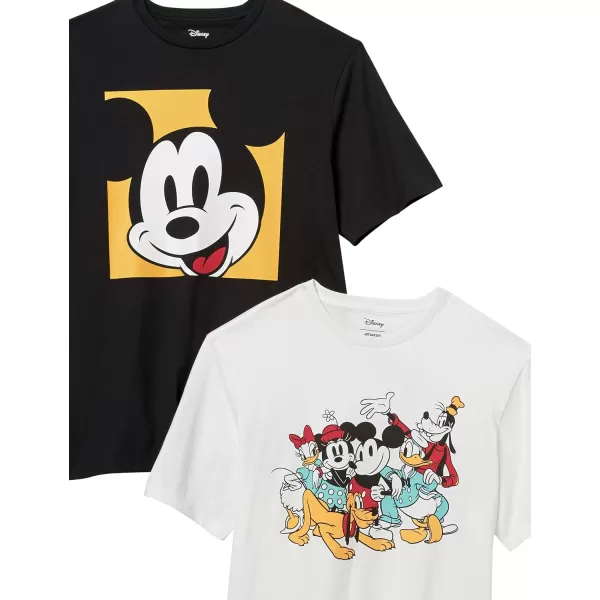 Amazon Essentials Disney  Marvel  Star Wars Mens Crewneck TShirts Available in Big amp Tall Pack of 2BlackWhite Mickey and Friends