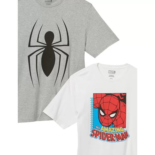 Amazon Essentials Disney  Marvel  Star Wars Mens Crewneck TShirts Available in Big amp Tall Pack of 2Marvel Spiderman