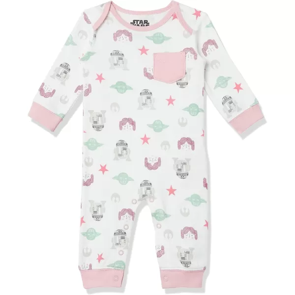 Amazon Essentials Disney  Star Wars  Princess Baby Girls Cotton Coveralls Pack of 3Star Wars Tiny Rebel