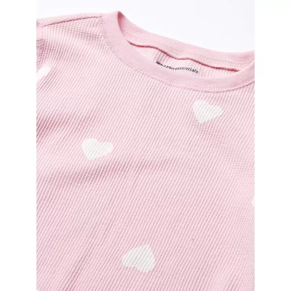 Amazon Essentials Girls and Toddlers Thermal Long Underwear SetLight Pink Hearts