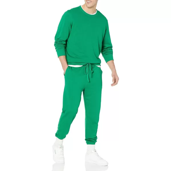 Amazon Essentials Mens Lightweight LongSleeve French Terry Crewneck Sweatshirt Available in Big amp TallGreen