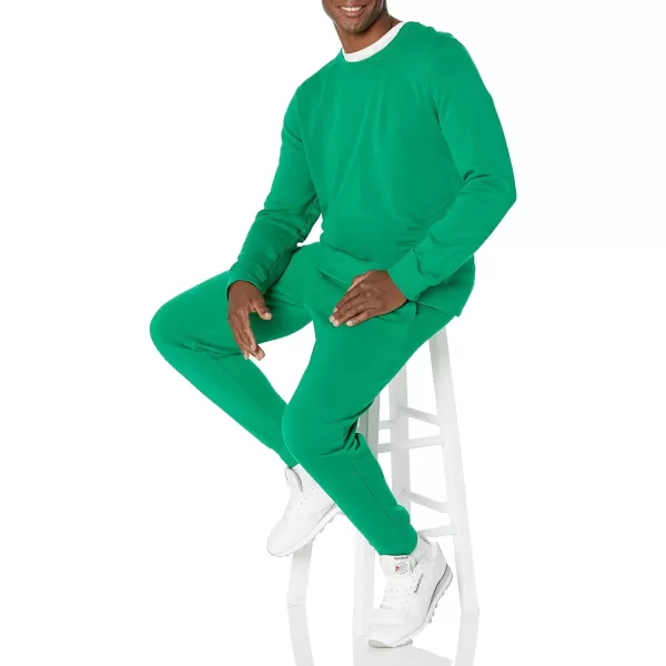 Amazon Essentials Mens Lightweight LongSleeve French Terry Crewneck Sweatshirt Available in Big amp TallGreen