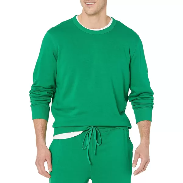 Amazon Essentials Mens Lightweight LongSleeve French Terry Crewneck Sweatshirt Available in Big amp TallGreen