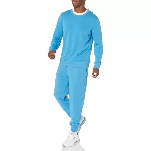 Amazon Essentials Mens Lightweight LongSleeve French Terry Crewneck Sweatshirt Available in Big amp TallTurquoise Blue