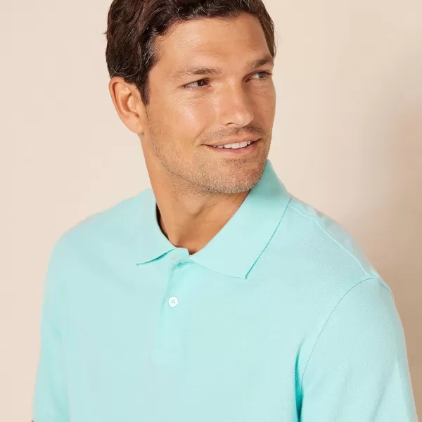 Amazon Essentials Mens RegularFit Cotton Pique Polo Shirt Available in Big amp TallAqua Blue