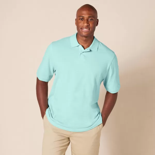 Amazon Essentials Mens RegularFit Cotton Pique Polo Shirt Available in Big amp TallAqua Blue