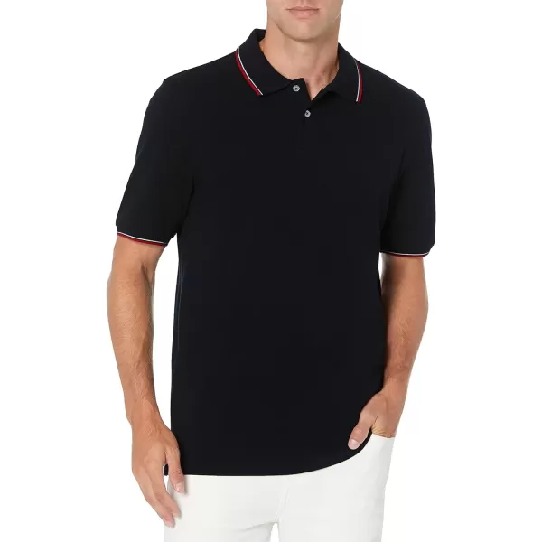 Amazon Essentials Mens RegularFit Cotton Pique Polo Shirt Available in Big amp TallBlack Red