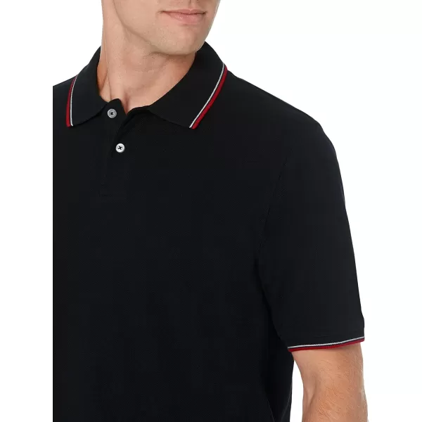 Amazon Essentials Mens RegularFit Cotton Pique Polo Shirt Available in Big amp TallBlack Red