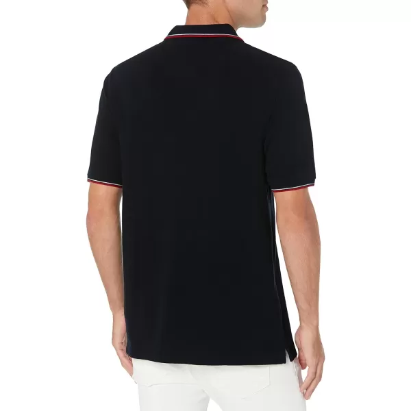 Amazon Essentials Mens RegularFit Cotton Pique Polo Shirt Available in Big amp TallBlack Red Stripe