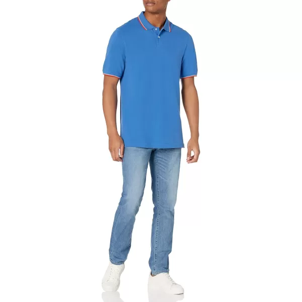 Amazon Essentials Mens RegularFit Cotton Pique Polo Shirt Available in Big amp TallBlue Red