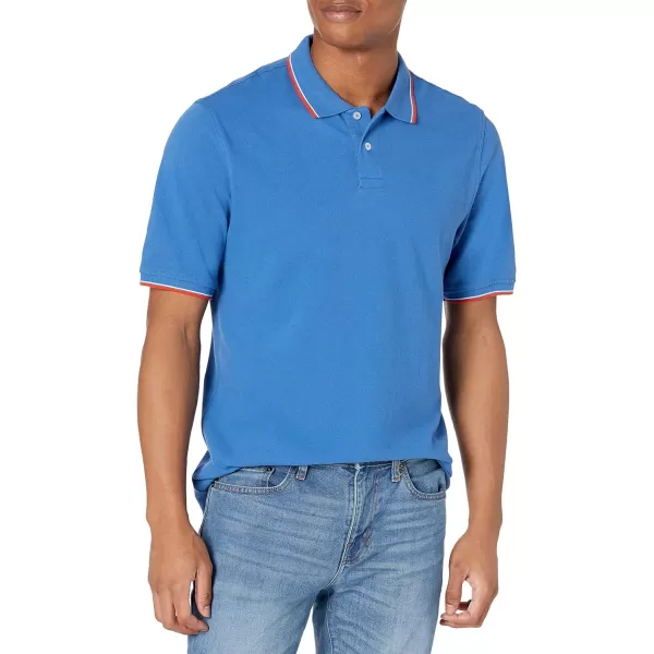 Amazon Essentials Mens RegularFit Cotton Pique Polo Shirt Available in Big amp TallBlue Red