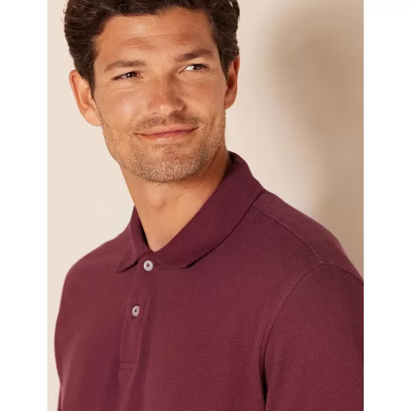 Amazon Essentials Mens RegularFit Cotton Pique Polo Shirt Available in Big amp TallBurgundy