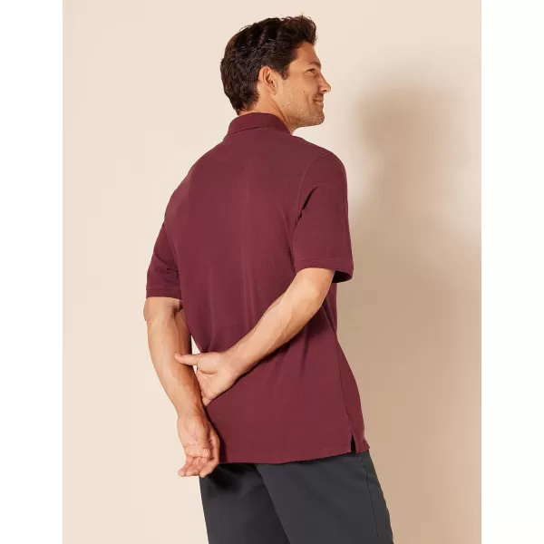 Amazon Essentials Mens RegularFit Cotton Pique Polo Shirt Available in Big amp TallBurgundy