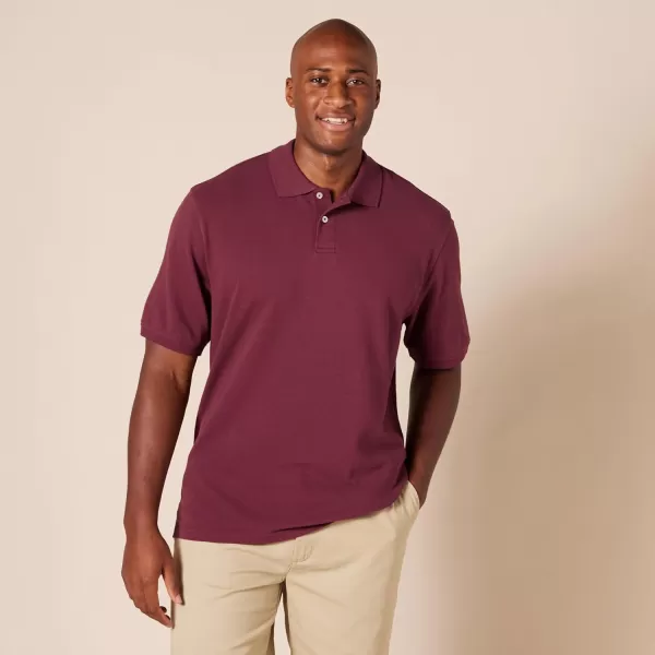 Amazon Essentials Mens RegularFit Cotton Pique Polo Shirt Available in Big amp TallBurgundy