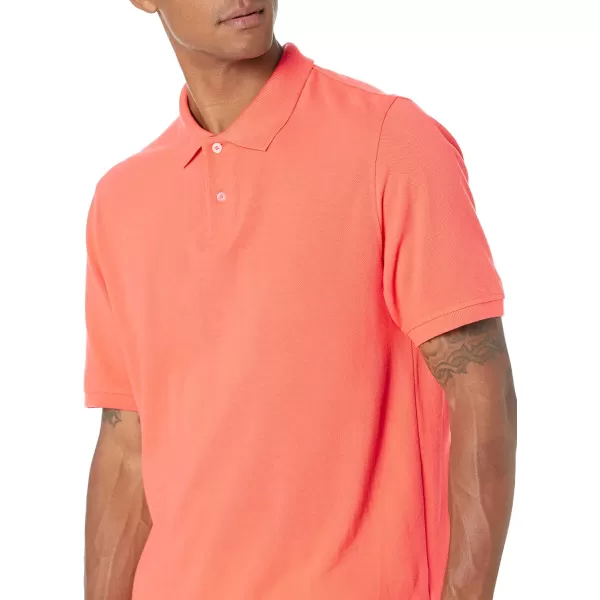 Amazon Essentials Mens RegularFit Cotton Pique Polo Shirt Available in Big amp TallCoral Orange