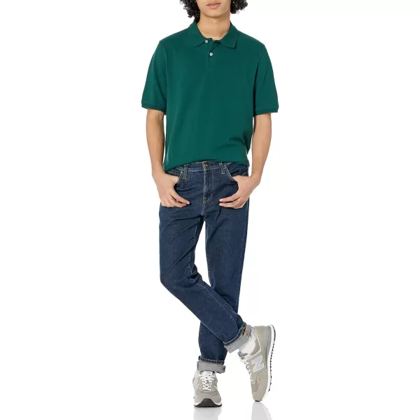 Amazon Essentials Mens RegularFit Cotton Pique Polo Shirt Available in Big amp TallDark Green