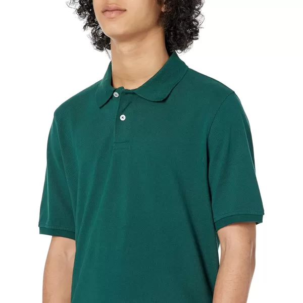 Amazon Essentials Mens RegularFit Cotton Pique Polo Shirt Available in Big amp TallDark Green