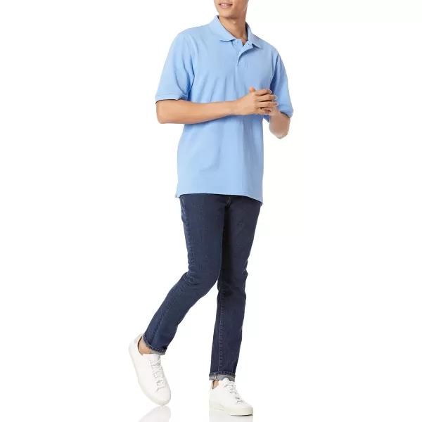 Amazon Essentials Mens RegularFit Cotton Pique Polo Shirt Available in Big amp TallFrench Blue