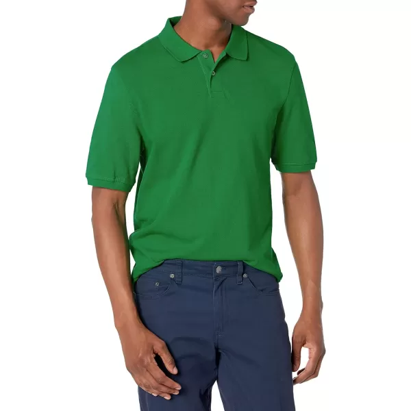 Amazon Essentials Mens RegularFit Cotton Pique Polo Shirt Available in Big amp TallGreen