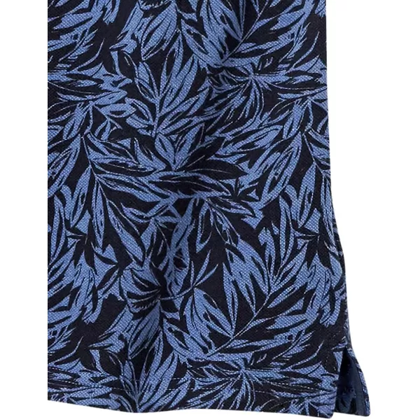 Amazon Essentials Mens RegularFit Cotton Pique Polo Shirt Available in Big amp TallIndigo Palm Leaf Print