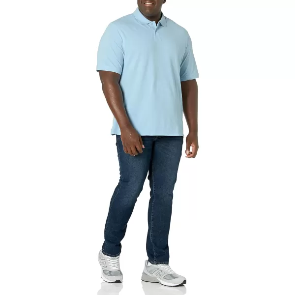 Amazon Essentials Mens RegularFit Cotton Pique Polo Shirt Available in Big amp TallLight Blue