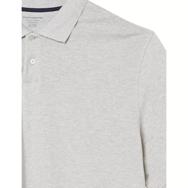 Amazon Essentials Mens RegularFit Cotton Pique Polo Shirt Available in Big amp TallLight Grey Heather