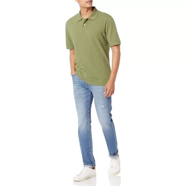 Amazon Essentials Mens RegularFit Cotton Pique Polo Shirt Available in Big amp TallLight Olive