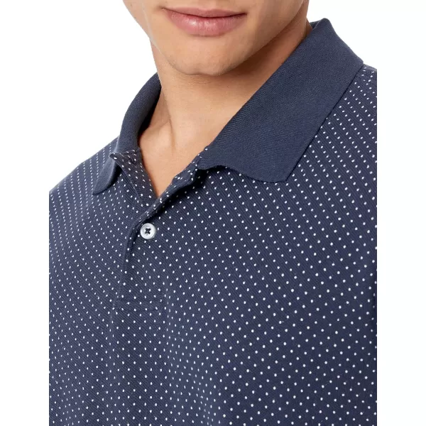 Amazon Essentials Mens RegularFit Cotton Pique Polo Shirt Available in Big amp TallNavy Dots