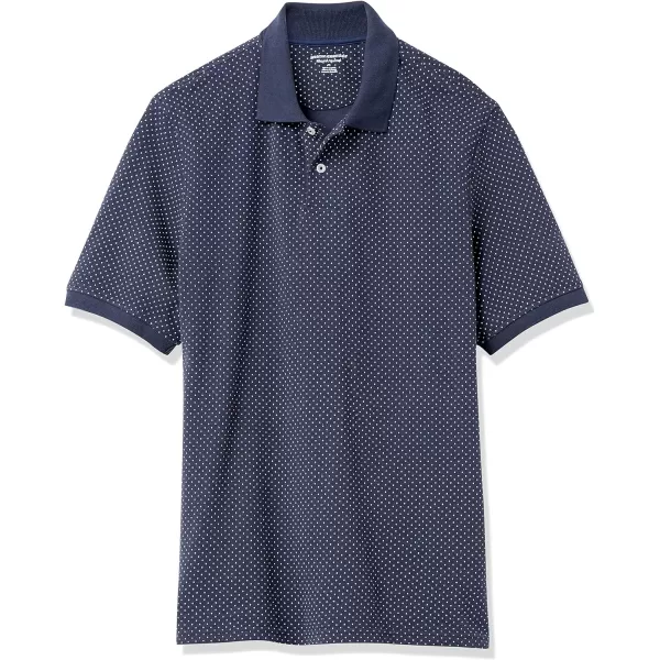 Amazon Essentials Mens RegularFit Cotton Pique Polo Shirt Available in Big amp TallNavy Dots