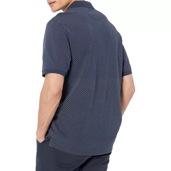 Amazon Essentials Mens RegularFit Cotton Pique Polo Shirt Available in Big amp TallNavy Dots