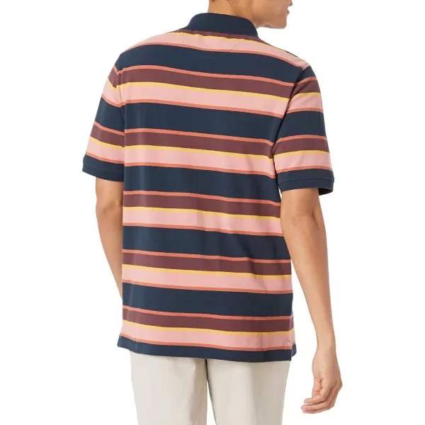 Amazon Essentials Mens RegularFit Cotton Pique Polo Shirt Available in Big amp TallNavy Stripe