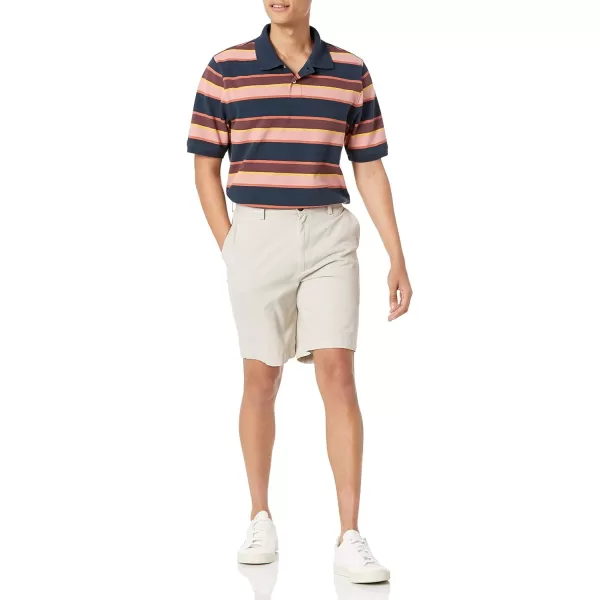 Amazon Essentials Mens RegularFit Cotton Pique Polo Shirt Available in Big amp TallNavy Stripe