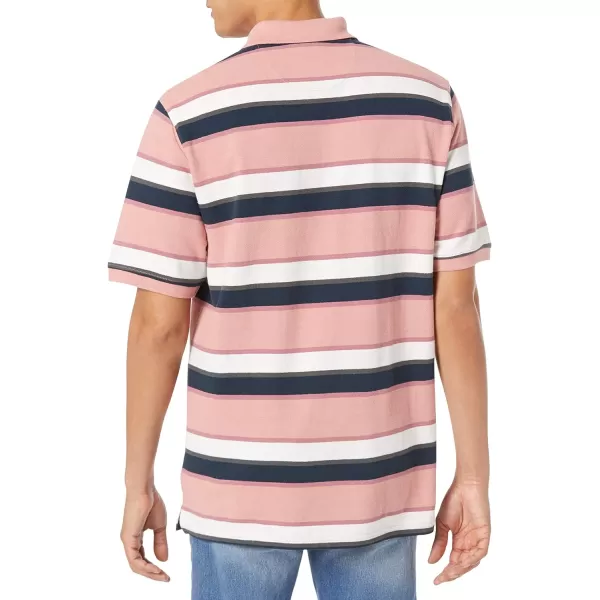 Amazon Essentials Mens RegularFit Cotton Pique Polo Shirt Available in Big amp TallPink Stripe