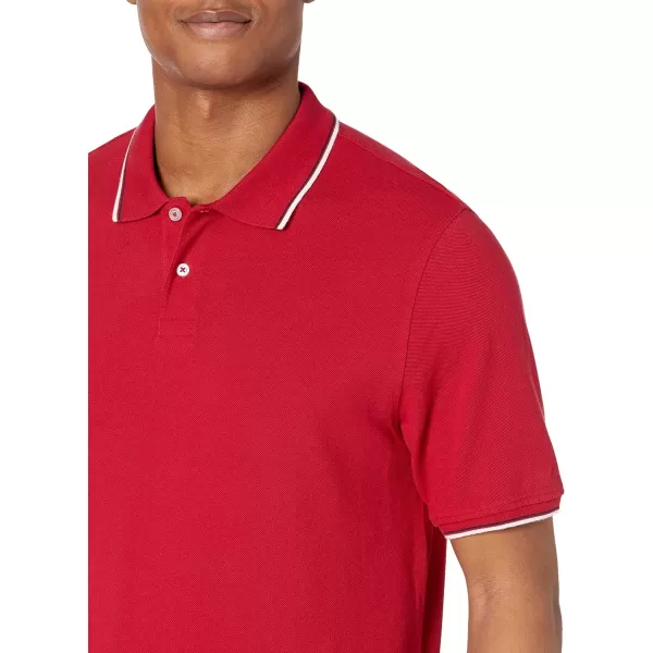Amazon Essentials Mens RegularFit Cotton Pique Polo Shirt Available in Big amp TallRedNavyWhite