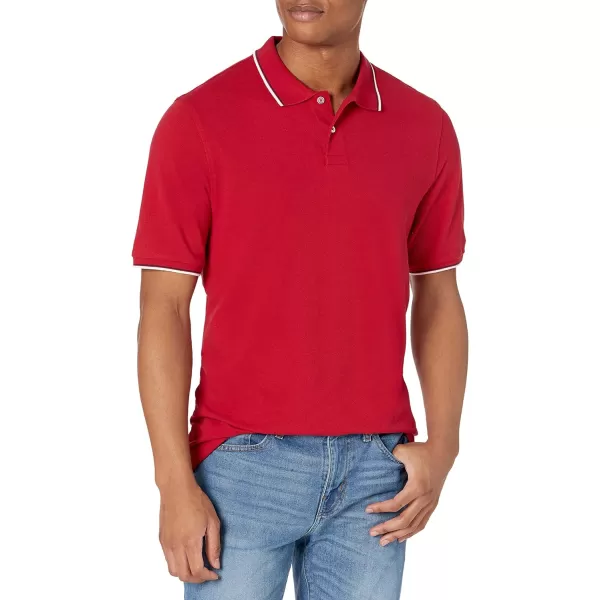 Amazon Essentials Mens RegularFit Cotton Pique Polo Shirt Available in Big amp TallRedNavyWhite