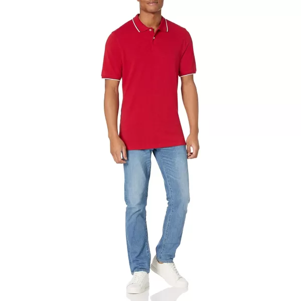 Amazon Essentials Mens RegularFit Cotton Pique Polo Shirt Available in Big amp TallRedNavyWhite