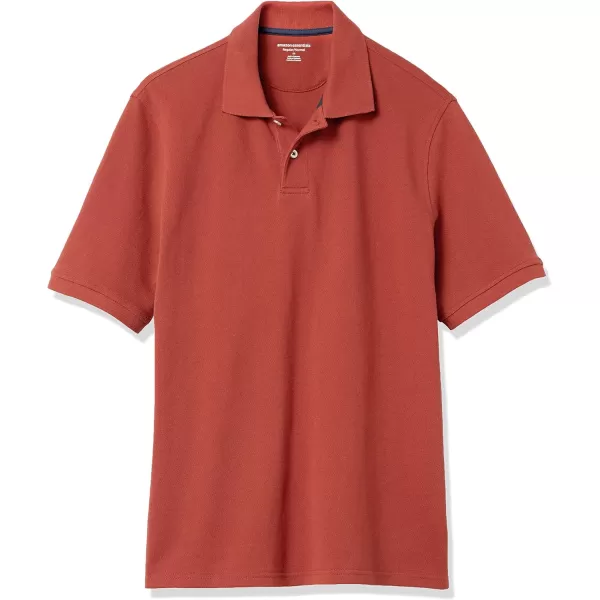 Amazon Essentials Mens RegularFit Cotton Pique Polo Shirt Available in Big amp TallRust