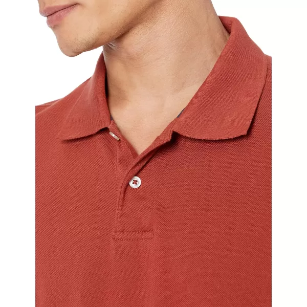 Amazon Essentials Mens RegularFit Cotton Pique Polo Shirt Available in Big amp TallRust