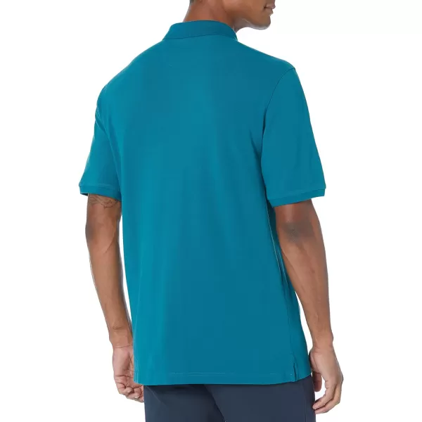 Amazon Essentials Mens RegularFit Cotton Pique Polo Shirt Available in Big amp TallTeal Blue