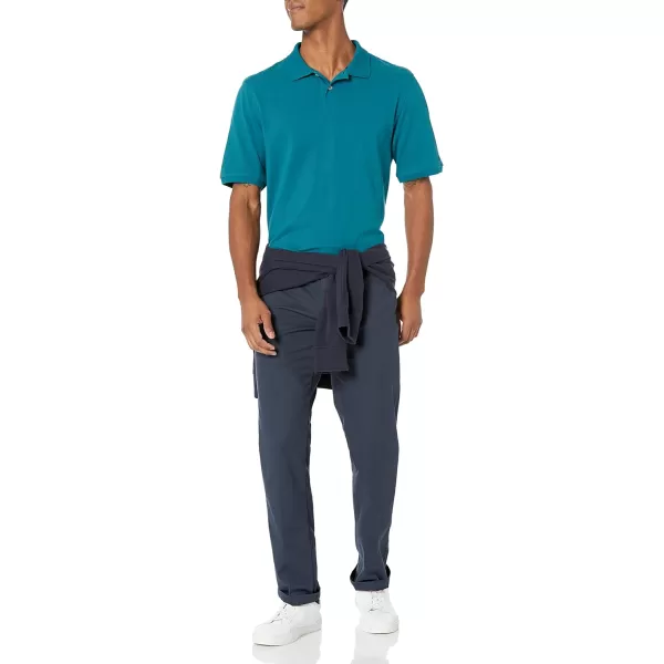 Amazon Essentials Mens RegularFit Cotton Pique Polo Shirt Available in Big amp TallTeal Blue