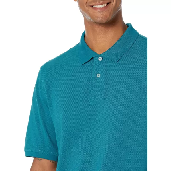 Amazon Essentials Mens RegularFit Cotton Pique Polo Shirt Available in Big amp TallTeal Blue