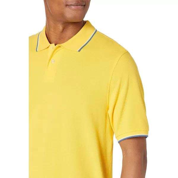 Amazon Essentials Mens RegularFit Cotton Pique Polo Shirt Available in Big amp TallYellowBlueWhite