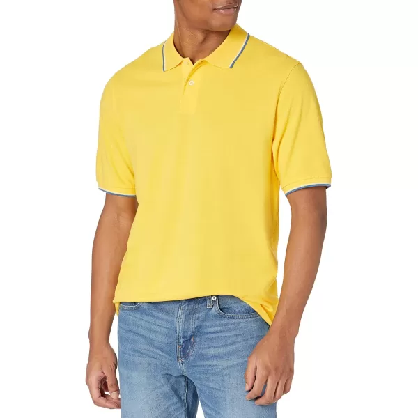 Amazon Essentials Mens RegularFit Cotton Pique Polo Shirt Available in Big amp TallYellowBlueWhite